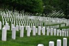 Typické bílé náhrobky na Arlingtonském hřbitově
